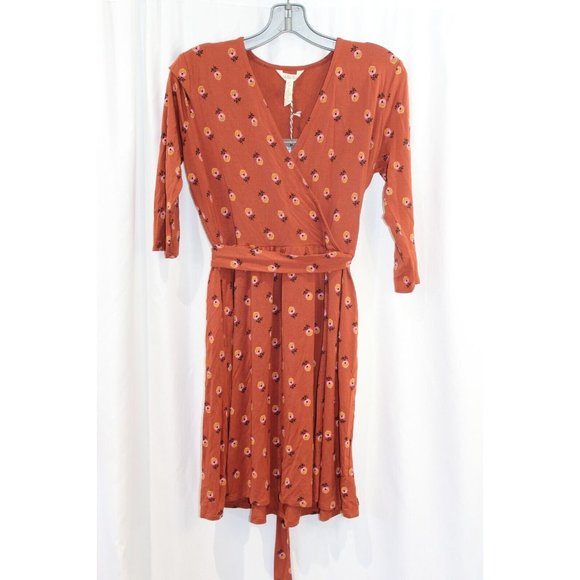 Matilda Jane Dresses & Skirts - Matilda Jane Womens Brown Floral Isn't It Lovely Faux Wrap Dress S NWT